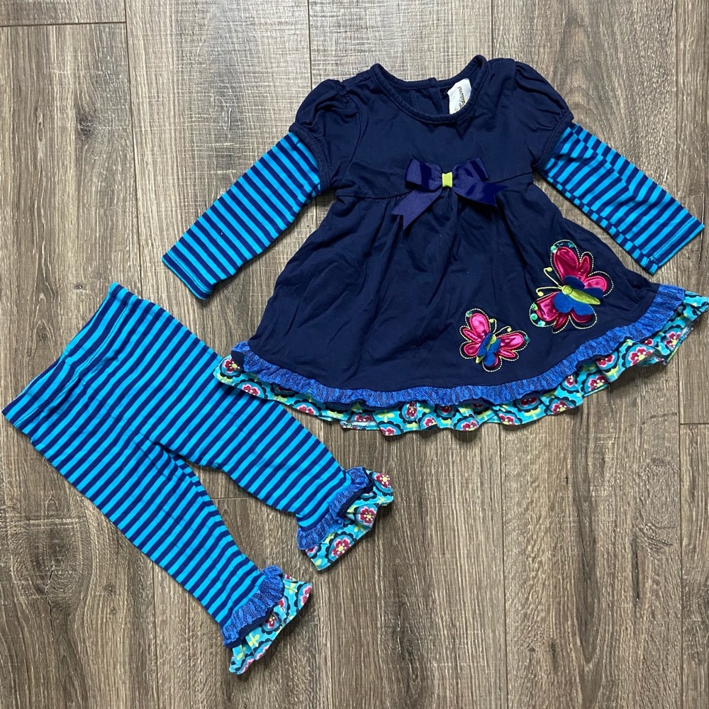 Rare Editions butterfly ruffle outfit size 18 months
